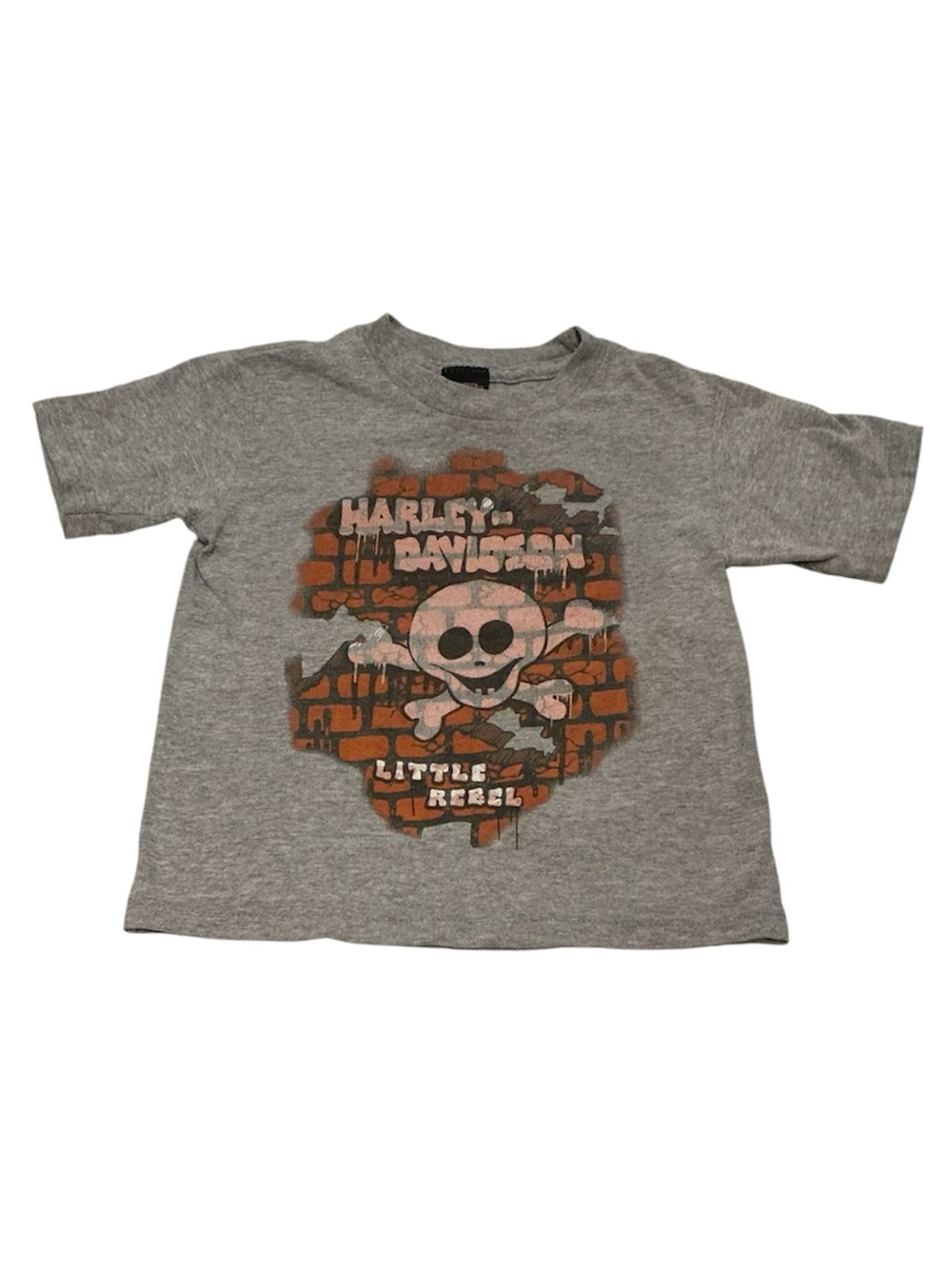 Harley-Davidson Grey Kids 'Little Rebel' Brick Skull Tee